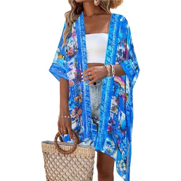 Women's Kimono Swimsuit Coverups Travel Time - Picture 1 of 7